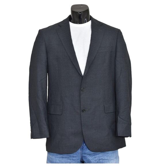 Brooks Brothers 346 Wool Blend Blazer Jacket Gray 41L Solid Office Business - Picture 1 of 7
